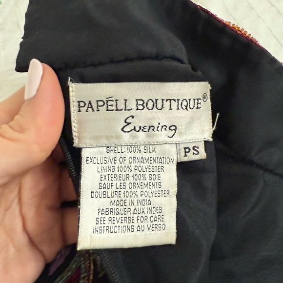 Vintage Pappell Boutique Evening 100% Silk Beaded Embroidered Top Petite Small - Picture 7 of 7
